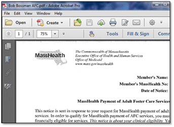 screenshot showing Eligibility Notification in Acrobat Reader
